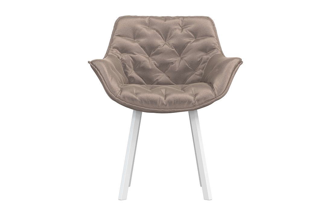 Стул Квинта велюр конфетти мокко/Цвет металл белый